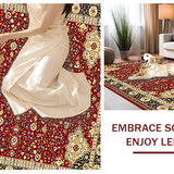 Ultra Soft Area Rug, Non Slip, Stain Resistant, Washable Area Rugs for Living Room, Bedroom, Transitional Cream and Gold Aesthetic(Red)