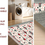 Ultra Soft Area Rug, Non Slip, Stain Resistant, Washable Area Rugs for Living Room, Bedroom, Gothic Mushroom Patterned Elegance(Red)