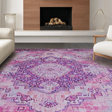 Ultra Soft Area Rug, Non Slip, Stain Resistant, Washable Area Rugs for Living Room, Bedroom, Classic Tiled Earthy Essence(Pink)