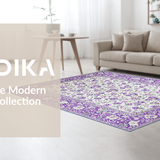 Ultra Soft Area Rug, Non Slip, Stain Resistant, Washable Area Rugs for Living Room, Bedroom, Elegant Purple Botanical Arrangement(Purple)