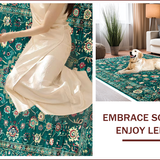 Ultra Soft Area Rug, Non Slip, Stain Resistant, Washable Area Rugs for Living Room, Bedroom, Retro Vintage Non-Slip Dining Area Carpet(Green)
