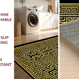 Ultra Soft Area Rug, Non Slip, Stain Resistant, Washable Area Rugs for Living Room, Bedroom, Contemporary Abstract Linear Aesthetic(Gold)