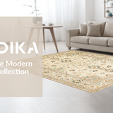 Ultra Soft Area Rug, Non Slip, Stain Resistant, Washable Area Rugs for Living Room, Bedroom, Rustic Gray Medallion Theme(Beige)