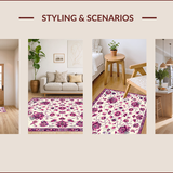 Ultra Soft Area Rug, Non Slip, Stain Resistant, Washable Area Rugs for Living Room, Bedroom, Whimsical Creamy Blossom Arrangement(Ivory)