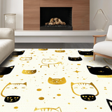 Ultra Soft Area Rug, Non Slip, Stain Resistant, Washable Area Rugs for Living Room, Bedroom, Chic Monochrome Feline Artwork(Gold)