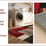 Ultra Soft Area Rug, Non Slip, Stain Resistant, Washable Area Rugs for Living Room, Bedroom, Harvest-Inspired Abstract Warm Tones(Red)