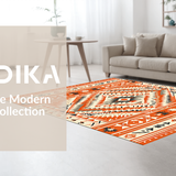 Ultra Soft Area Rug, Non Slip, Stain Resistant, Washable Area Rugs for Living Room, Bedroom, Trendy Earthy Geometric Aesthetics(Orange)