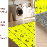 Ultra Soft Area Rug, Non Slip, Stain Resistant, Washable Area Rugs for Living Room, Bedroom, Vibrant Retro Face Artwork(Yellow)