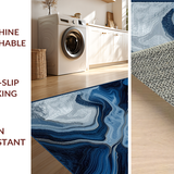 Ultra Soft Area Rug, Non Slip, Stain Resistant, Washable Area Rugs for Living Room, Bedroom, Dynamic Asymmetrical Marble Aesthetic(Blue)