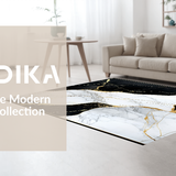Ultra Soft Area Rug, Non Slip, Stain Resistant, Washable Area Rugs for Living Room, Bedroom, Sleek Black Gold Abstract Swirl(Black)