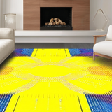 Ultra Soft Area Rug, Non Slip, Stain Resistant, Washable Area Rugs for Living Room, Bedroom, Vibrant Abstract Sunburst Motif(Yellow)