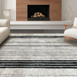 Ultra Soft Area Rug, Non Slip, Stain Resistant, Washable Area Rugs for Living Room, Bedroom, Boho Graphic Striped Carpet Washable Reversible Handcrafted Look(Gray)