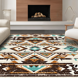Ultra Soft Area Rug, Non Slip, Stain Resistant, Washable Area Rugs for Living Room, Bedroom, Elegant Southwestern Symmetrical Design(Brown)