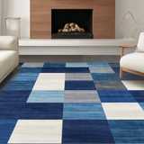 Ultra Soft Area Rug, Non Slip, Stain Resistant, Washable Area Rugs for Living Room, Bedroom, Dynamic Colorful Geometric Arrangement(Blue)