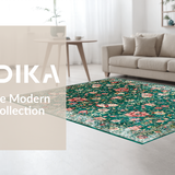 Deep Emerald Distressed Floral Motif(Green)