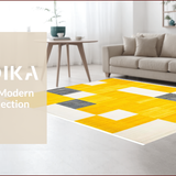 Ultra Soft Area Rug, Non Slip, Stain Resistant, Washable Area Rugs for Living Room, Bedroom, Contemporary Yellow Diamond Design(Yellow)