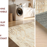 Ultra Soft Area Rug, Non Slip, Stain Resistant, Washable Area Rugs for Living Room, Bedroom, Rustic Minimalist Tiled Design(Beige)