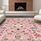 Ultra Soft Area Rug, Non Slip, Stain Resistant, Washable Area Rugs for Living Room, Bedroom, Elegant Medallion Watercolor Design(Pink)