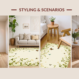 Ultra Soft Area Rug, Non Slip, Stain Resistant, Washable Area Rugs for Living Room, Bedroom, Vibrant Insect Garden Tapestry(Beige)