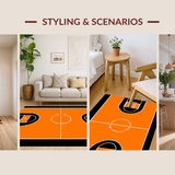 Ultra Soft Area Rug, Non Slip, Stain Resistant, Washable Area Rugs for Living Room, Bedroom, Artistic Circular Athletic Vibe(Orange)