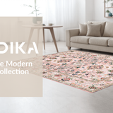 Ultra Soft Area Rug, Non Slip, Stain Resistant, Washable Area Rugs for Living Room, Bedroom, Chic Soft Green Vintage Charm(Pink)