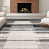 Ultra Soft Area Rug, Non Slip, Stain Resistant, Washable Area Rugs for Living Room, Bedroom, Black and White Linear Patterned Rug, Non Slip Absorbent Design(Black)