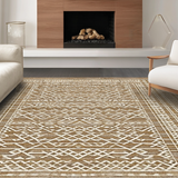 Ultra Soft Area Rug, Non Slip, Stain Resistant, Washable Area Rugs for Living Room, Bedroom, Cozy Abstract Organic Shapes(Brown)