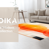 Ultra Soft Area Rug, Non Slip, Stain Resistant, Washable Area Rugs for Living Room, Bedroom, Chic Minimalist Curved Lines(Orange)