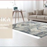 Ultra Soft Area Rug, Non Slip, Stain Resistant, Washable Area Rugs for Living Room, Bedroom, Chic Neutral Tiled Patterns(Gray)