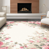Ultra Soft Area Rug, Non Slip, Stain Resistant, Washable Area Rugs for Living Room, Bedroom, Luxurious Vintage-Inspired Circular Motif(Pink)