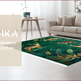 Ultra Soft Area Rug, Non Slip, Stain Resistant, Washable Area Rugs for Living Room, Bedroom, Chic Vintage Animal Aesthetic(Green)