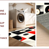 Ultra Soft Area Rug, Non Slip, Stain Resistant, Washable Area Rugs for Living Room, Bedroom, Striking Monochrome Record Design(Black)