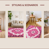 Ultra Soft Area Rug, Non Slip, Stain Resistant, Washable Area Rugs for Living Room, Bedroom, Pink Boho Vintage Playroom Carpet with Non-Slip Design(Pink)