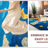 Ultra Soft Area Rug, Non Slip, Stain Resistant, Washable Area Rugs for Living Room, Bedroom, Celestial High Pile Kids Bedroom Carpet(Blue)
