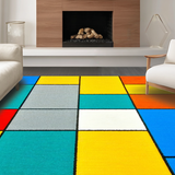 Ultra Soft Area Rug, Non Slip, Stain Resistant, Washable Area Rugs for Living Room, Bedroom, Fun Light Gray Patterned Canvas(Blue)