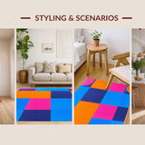 Ultra Soft Area Rug, Non Slip, Stain Resistant, Washable Area Rugs for Living Room, Bedroom, Dynamic Playful Patterned Accent(Orange)