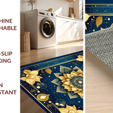Ultra Soft Area Rug, Non Slip, Stain Resistant, Washable Area Rugs for Living Room, Bedroom, Elegant Transitional Medallion Design(Gold)