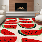 Ultra Soft Area Rug, Non Slip, Stain Resistant, Washable Area Rugs for Living Room, Bedroom, Charming Outdoor Picnic Vibe(Red)