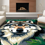 Ultra Soft Area Rug, Non Slip, Stain Resistant, Washable Area Rugs for Living Room, Bedroom, Lush Jungle Animal Illustration(Brown)