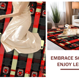 Ultra Soft Area Rug, Non Slip, Stain Resistant, Washable Area Rugs for Living Room, Bedroom, Retro Charm with Geometric Flair(Red)