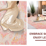 Ultra Soft Area Rug, Non Slip, Stain Resistant, Washable Area Rugs for Living Room, Bedroom, Delicate Floral Watercolor Vibes(Pink)