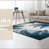 Ultra Soft Area Rug, Non Slip, Stain Resistant, Washable Area Rugs for Living Room, Bedroom, Elegant Grey Blue Geometric Fusion(Blue)