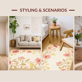 Ultra Soft Area Rug, Non Slip, Stain Resistant, Washable Area Rugs for Living Room, Bedroom, Contemporary Subtle Bloom Patterns(Beige)