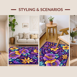 Ultra Soft Area Rug, Non Slip, Stain Resistant, Washable Area Rugs for Living Room, Bedroom, Elegant Symmetrical Seasonal Design(Purple)