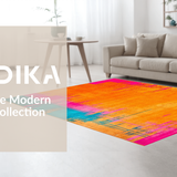 Ultra Soft Area Rug, Non Slip, Stain Resistant, Washable Area Rugs for Living Room, Bedroom, Stylish Abstract Color Burst Theme(Orange)