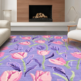 Ultra Soft Area Rug, Non Slip, Stain Resistant, Washable Area Rugs for Living Room, Bedroom, Bright Tulip Springtime Visual Delight(Purple)