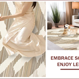 Ultra Soft Area Rug, Non Slip, Stain Resistant, Washable Area Rugs for Living Room, Bedroom, Chic Neutral Toned Geometric Style(Beige)