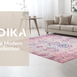 Ultra Soft Area Rug, Non Slip, Stain Resistant, Washable Area Rugs for Living Room, Bedroom, Cozy Textured Geometric Artwork(Pink)