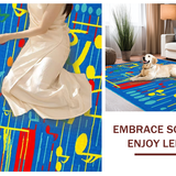 Ultra Soft Area Rug, Non Slip, Stain Resistant, Washable Area Rugs for Living Room, Bedroom, Cheerful Melody Pattern Rug(Blue)