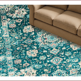 Ultra Soft Area Rug, Non Slip, Stain Resistant, Washable Area Rugs for Living Room, Bedroom, Elegant Distressed Blue Pattern(Green)
